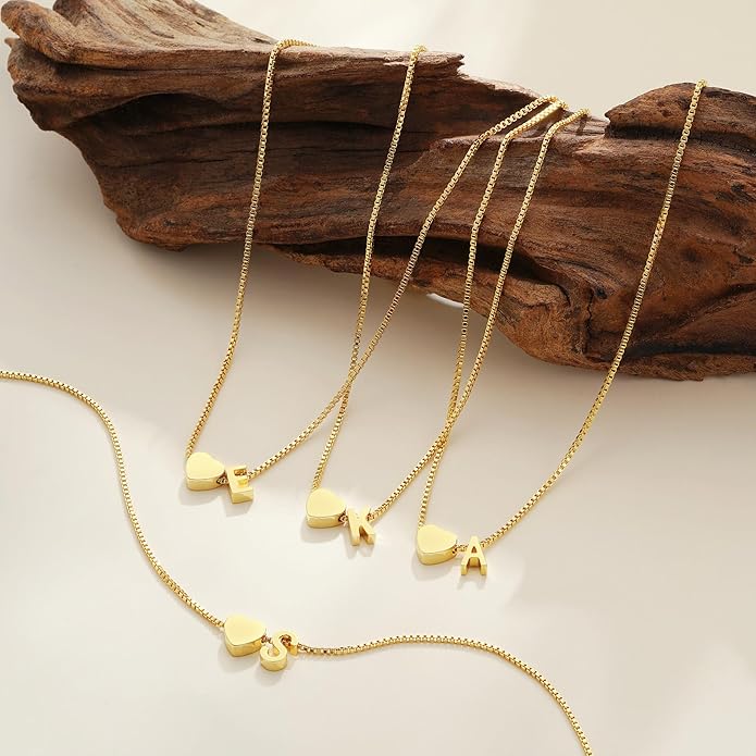 Christmas Gifts for Grandkids Teens Girls, 18K Gold Plated Letter A-Z Heart Initial Necklaces for Women Teen Girl Trendy Stuff Birthday Gifts Stocking Stuffers for Teen Girls Women Jewelry