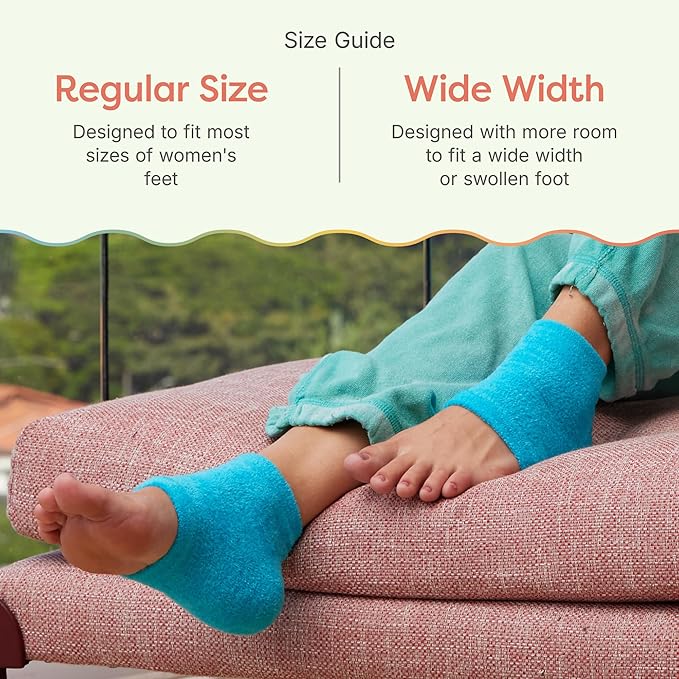 ZenToes Moisturizing Socks for Cracked Heel Treatment, Vitamin E, Olive Oil and Jojoba Oil Infused Heel Socks, Galentines Day Gifts, Self Care Gifts for Women (Fuzzy Blue, Regular)