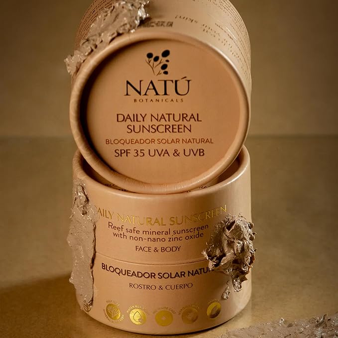 NATÚ BOTANICALS Daily Natural Body & Face Sunscreen SPF 35 – Mineral Zinc Oxide Sunblock Lotion - Broad-Spectrum UVA & UVB Protection - No White Cast, Water Resistant, and Mineral Sunscreen, 2.3oz