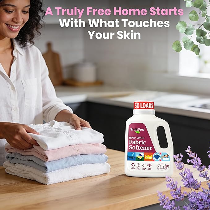 Truly Free Fabric Softening Conditioner for Clothes| Safe for Babies & Kids with Sensitive Skin | Plant-Based | Includes 4 Refills| Signature Scent Rinse(200 Loads)