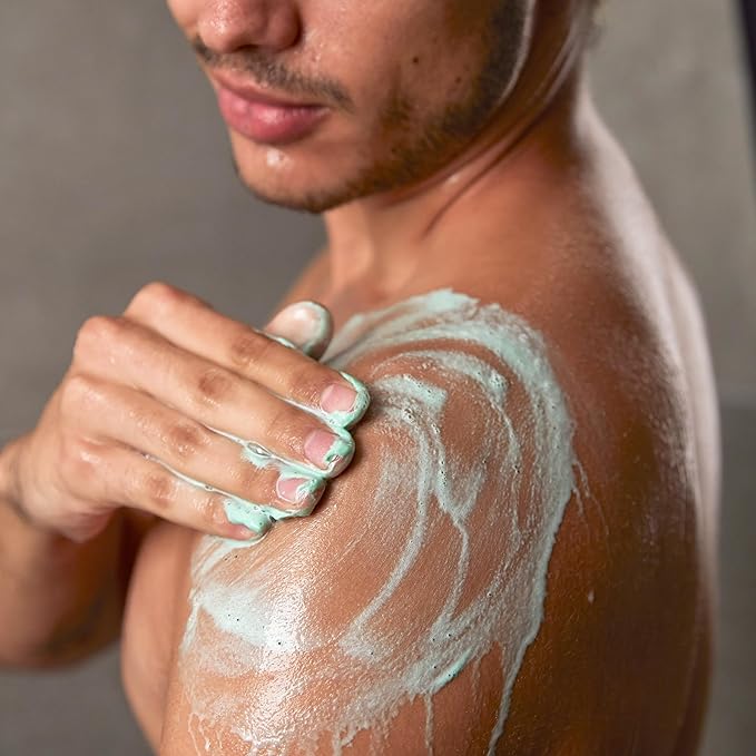 DOVE MEN + CARE Body and Face Scrub Costal Cedar Deeply Exfoliates for Hydrated & Nourished Skin 100% Gentle Cleanser, No Sulfate Cleansers or Parabens, 98% Biodegradable Formula 9 oz