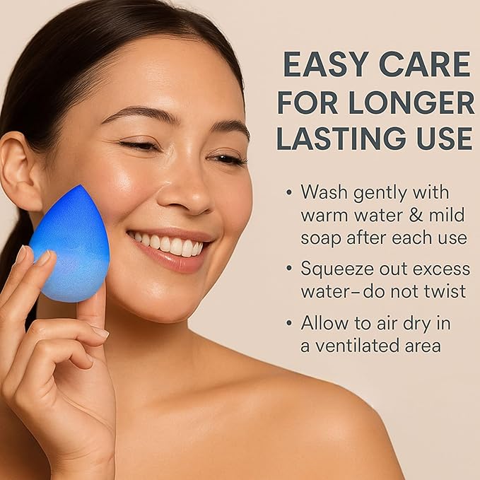 Premium Gradient Makeup Sponge Set – 2 Soft Latex-Free Sponges for Foundation, Concealer & Powder – Reusable, Expands When Wet