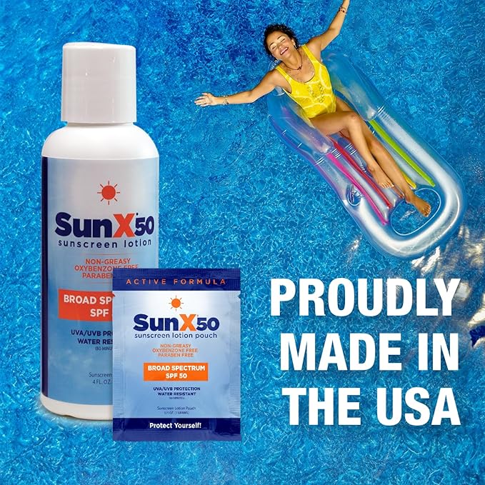CoreTex Sun X 50 SPF Broad Spectrum Sunscreen Lotion - 4oz Bottle of Paraben, Oxybenzone, Octinoxate, & Oil Free Sunscreen - No White Cast and Water Resistant Up to 80 Minutes