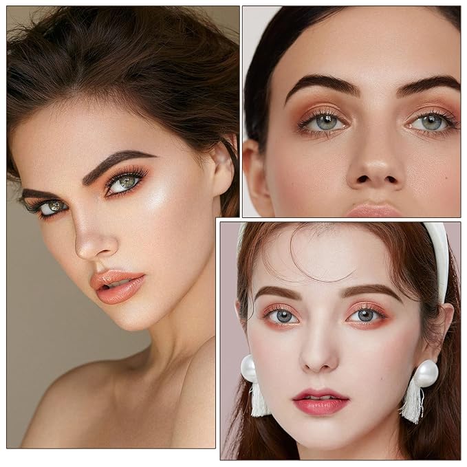 GEUUFEA 3 Colors Eyebrow Makeup Kit, Professional Brow Contour Palette, Waterproof Long-lasting Eyebrow Filler Powder with Mirror & Brow Brush