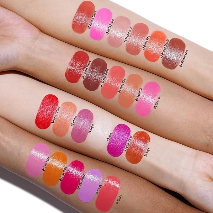 Oulac Moisture Pink Purple Lipstick - 2 in 1 Shimmer Lipstick & Lip Balm, Juicy & Glossy Finish, Long Lasting Hydrating, Smooth for Dry, Cracked and Chapped Lips, Vegan 2.2g/0.07oz (S02)