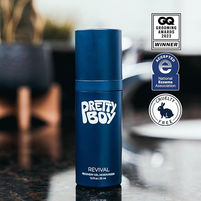 Prettyboy Face Revival Gel Moisturizer For Men - Hydrating Cream That Refreshes Dry Skin, Irritation, & Redness - Supports Anti Aging & Anti Wrinkle - Fragrance Free - 1 Count