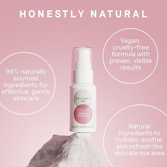 Balance Me Wonder Eye Cream, Dark Circles & Puffy Eyes Treatment with Hyaluronic Acid, Witch Hazel & Cucumber Oil, Anti-Aging, Anti-Wrinkle Eye Cream, (1 x 0.5 fl oz)