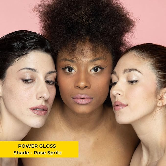 Power Gloss – Nude Pink Vegan High Pigment, Non-Sticky Lip Gloss with Hyaluronic Acid, Jojoba & Vitamin E for Moisturized, Plump, Glossy Lips (Rose Spritz)