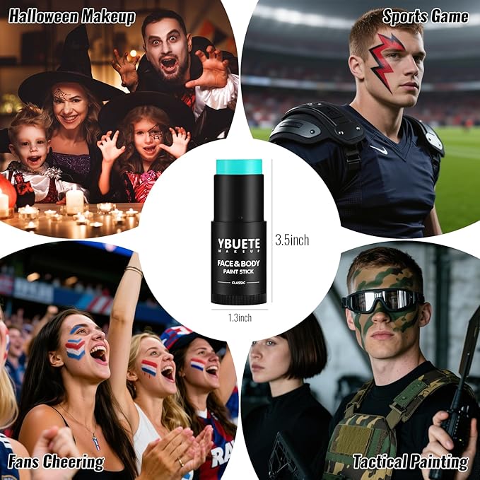 Teal Oil Based Face Body Paint Stick, Non-toxic Full-coverage Face Painting for Sally Makeup Halloween Cosplay Makeup, Waterproof Cream Teal Body Painting for Adults