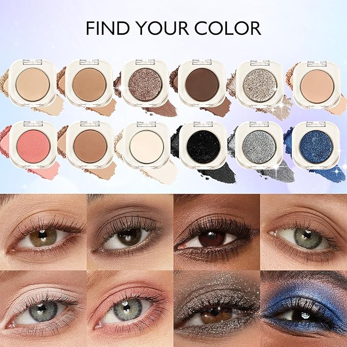 Nude Eyeshadow Palette, Single Eye Shadow High Pigment sombras para ojos Neutral Matte Eyeshadow Velvet Compact Pressed Powder Primer Lightweight Blendable for Daily Natural Eye Makeup