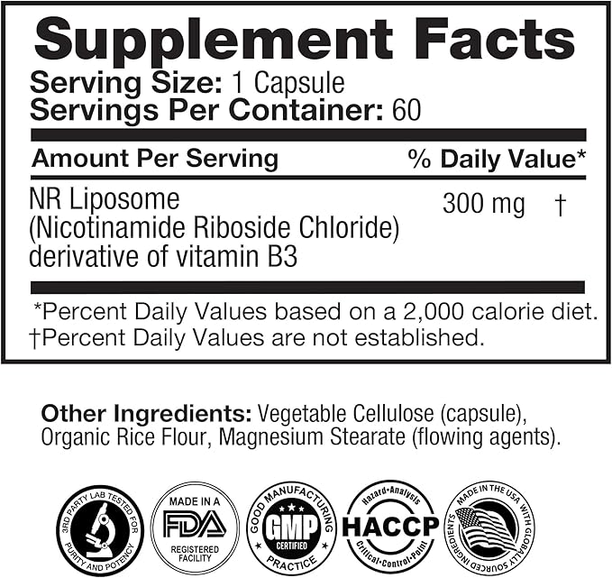 Feelgood Company NAD+ Supplement - Anti-Aging & Cellular Energy Support - Supports Energy, Cognitive Function & Cellular Health - 60 Capsules - NAD+ Precursor