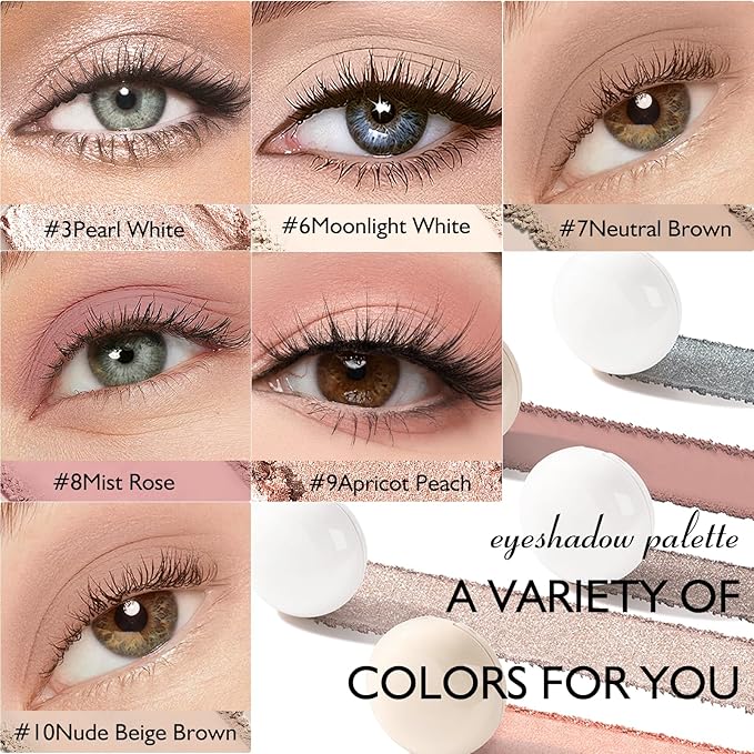 Pearl White Glitter Eyeshadow Palette, Single Shimmer Eye Shadow Palette Makeup Pressed Powder Lightweight Blendable Highly Pigmented Sparkle Inner Eye Highlighter for Women Daily Wear