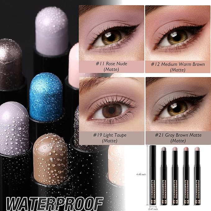 Cream Eyeshadow Stick, Dusty Rose Matte Eye Shadow Waterproof Eyeliner Brightener Pencil Easy to Use High Pigmented Long-Lasting Eye Highlighter Makeup Crayon for Women
