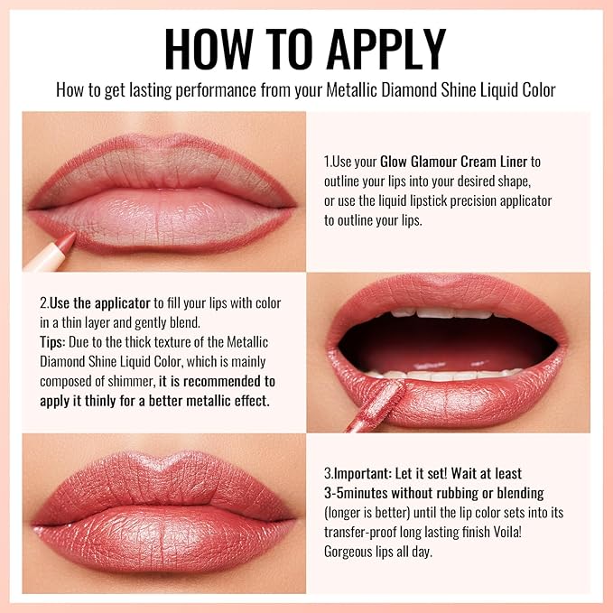Oulac Metallic Liquid Lipstick - Mauve Pink Lip Gloss for Women, Shimmer Lip Makeup, Long Lasting Waterproof, High Impact Lip Color, Oil-Based Formula, Transfer Proof, Vegan MD04