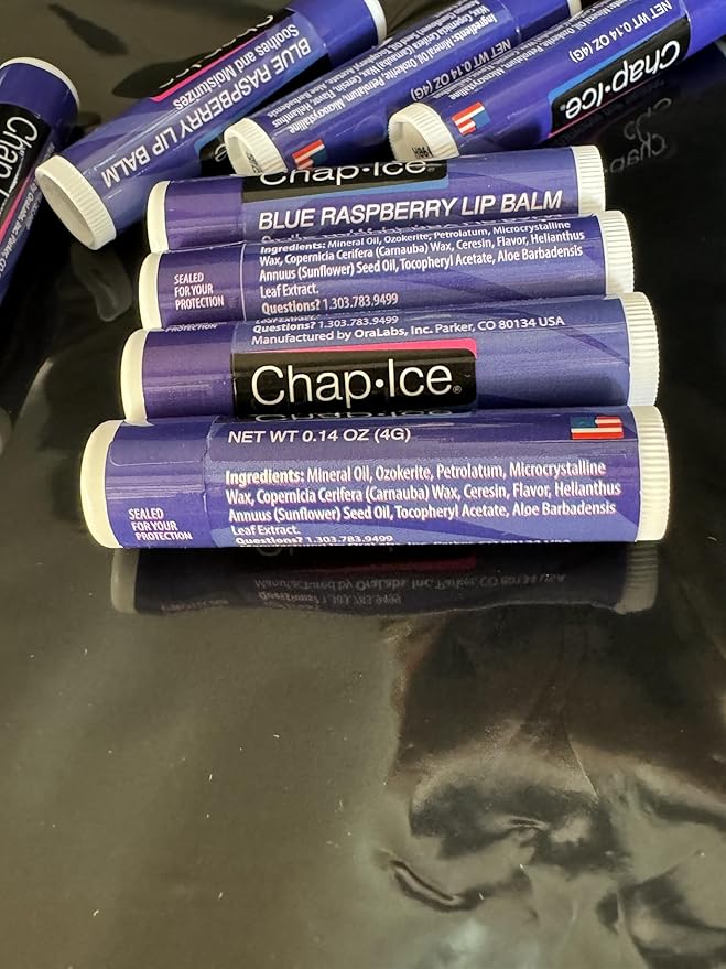 Generic Lip chap.ice BLUE RASPBERRY Lip Balm Soothes and Moisturizes 0.14 oz x 8