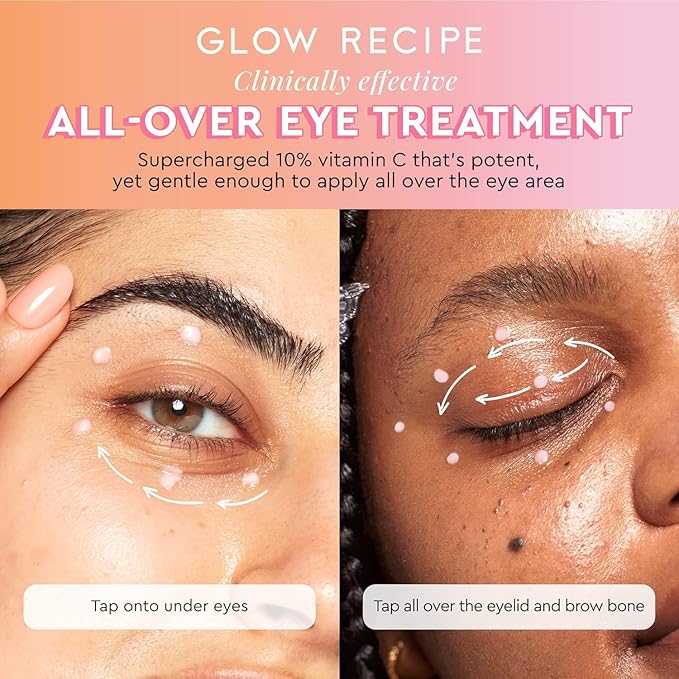 Glow Recipe Guava Brightening Korean Skincare Gift Set - Vitamin C Under Eye Cream Treatment + Hydrating Vitamin C Dark Spot Face Serum with Niacinamide & Peptides, Travel Size (2 Count)