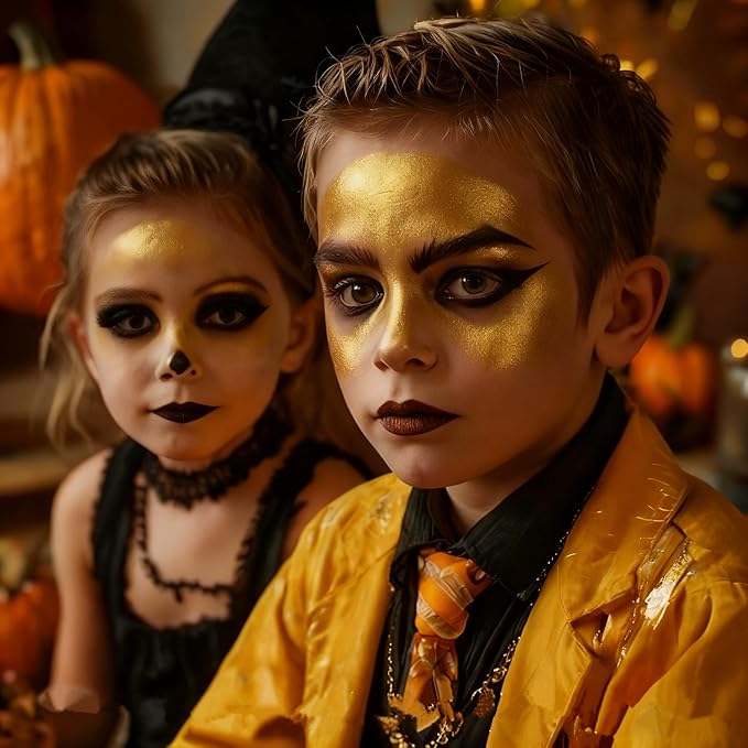 Go Ho Cream-Blendable Gold Face Paint (1.06 oz),Waterproof Gold Face Paint Stick for Halloween Cosplay Zombie Vampire Skeleton Clown SFX Makeup,Gold Eye Black Stick