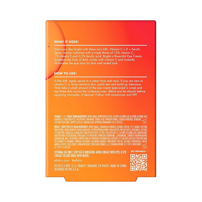 e.l.f. SKIN Brightest Besties Duo, Travel-Sized Skincare Set, Brightening Face Serum & Vitamin C Eye Cream, Boosts Radiance, Depuffs & Evens Skin Tone, Vegan & Cruelty-Free