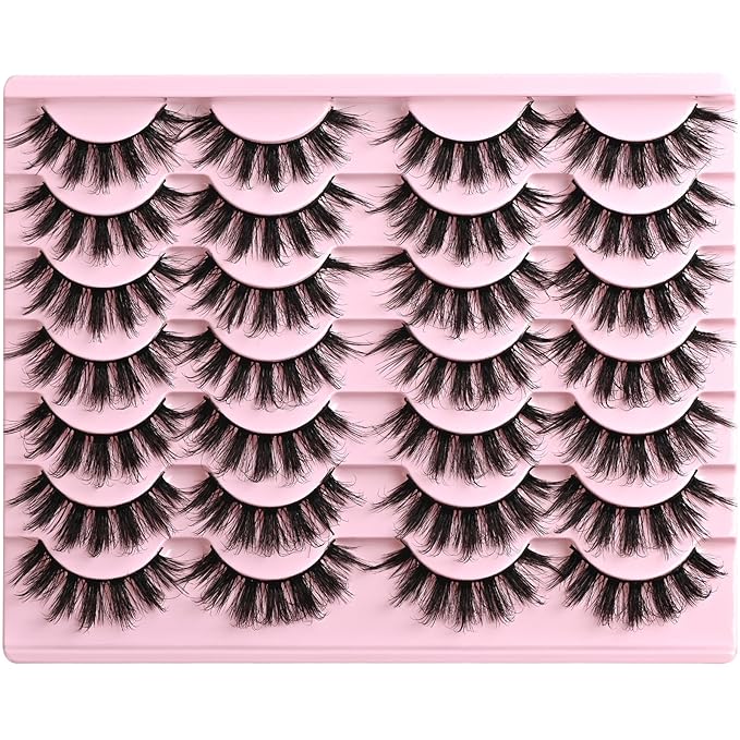 FARRED Lashes False Eyelashes Wispy Mink Lash Strips Natural Doll Eye Fake Eyelash Fluffy Wispies D curl Spiky Eye Lash Pack Easy Manga Lashes for Beginners (F6 | 11-17mm)