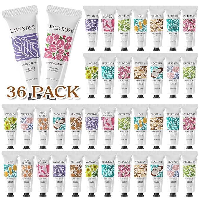 BODY & EARTH # LOVE 36 Pack Hand Cream Gift Set, Travel Size Hand Cream Bulk Gifts for Women Valentine's Day Gifts Galentines for Her, Mini Moisturizing Scented Hand Lotion for Dry Cracked Hands