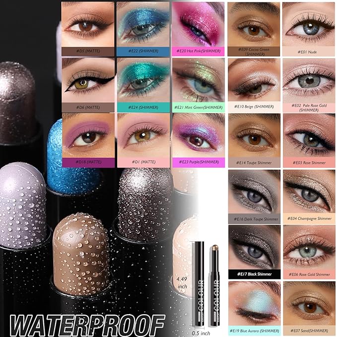 Pink Matte Eyeshadow Stick - Long Lasting Cream Eyes Shadow Pencil Buildable Brightener Crayon Eyeliner Highlighter Makeup, Lightweight Waterproof & Smudge Proof for Easy Quick Application