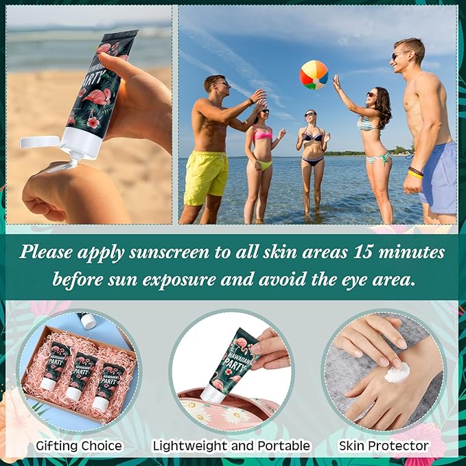 24 Pcs Mini Sunscreen Bulk for Summer Wedding Party Spf 30 Water Resistant Sunscreen Lotion Bulk 1oz Travel Size for Thank You Gifts Wedding Party Supplies(White Cream,Flamingo)