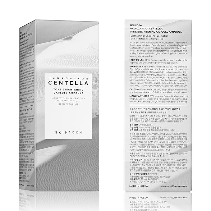 SKIN1004 Tone Glowing Capsule Ampoule 3.38fl.oz,100ml, Niacinamide & Tranexamic Acid Serum, Korean Face Ampoule with Madagascar Centella, Radiant and Healthy Looking Skin Tone, Korean Skin Care