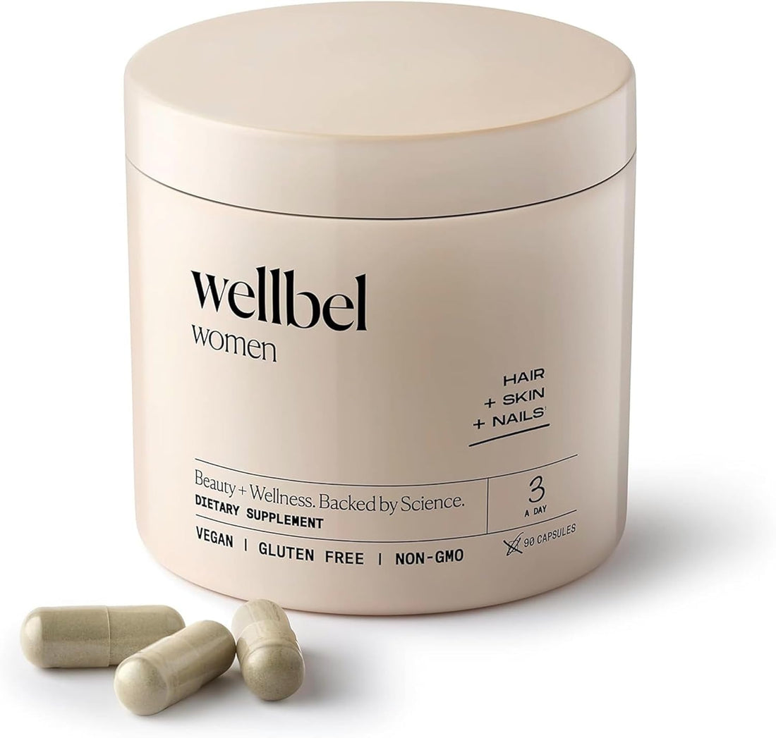 WELLBEL Women’s Clean Supplement for Hair, Skin & Nails – Vegan, Gluten-Free & Non-GMO, 90 Count