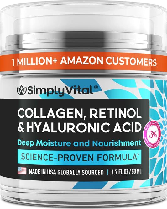 SimplyVital Advanced Retinol Face Cream: Hydrating, Anti-Aging Moisturizer for Men &amp; Women