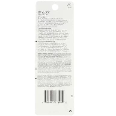 Revlon ColorStay Eyeliner Pencil, Black [201], 0.01 oz (Pack of 8)