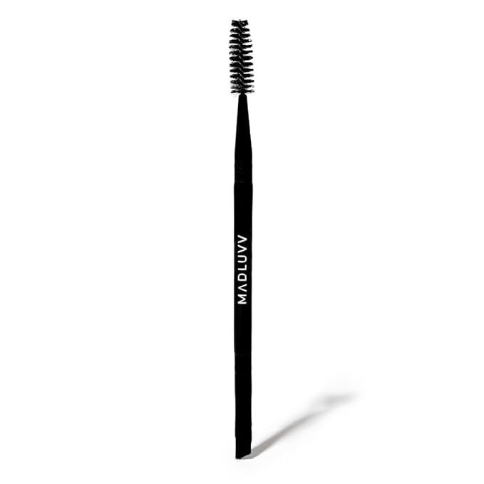 MADLUVV Brow Stamp Kit with Brow Stencils – Easy Eyebrow Shaper for Natural-Looking Brows – Popular Eyebrow Stencil Kit Used by Professionals – 9 Shapes, Spoolie, Travel Bag & Stamp (Dark Brown)