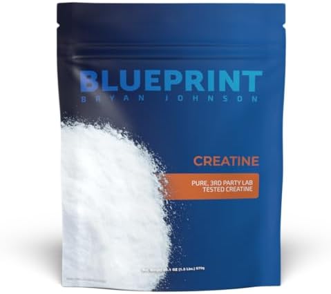 Blueprint Bryan Johnson Creatine Monohydrate Powder – Amino Acid Powder - Supplement Supports Muscle Growth, Recovery, Strength & Focus – Unflavored Creatine for Women & Men – 5g Dose – 100 Servings