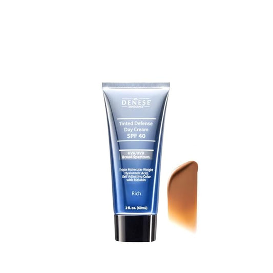 Dr. Denese Broad Spectrum SPF 40 Defense Day Cream 2 oz – Rich Tinted Moisturizer & Daily Sunscreen – Hydrating BB Cream with Antioxidants for Smooth Radiant Skin – Protection for All Skin Types