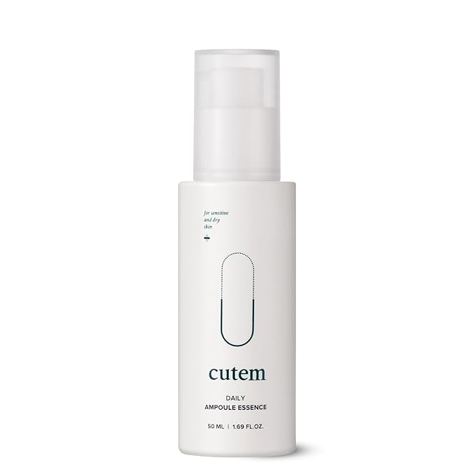 Cutem Daily Ampoule Essence (1.69fl oz) - Immediate Calming, Hydrating Serum. Sensitive Korean Skin Care. Peptides, Ceramide, Hyaluronic Acid.