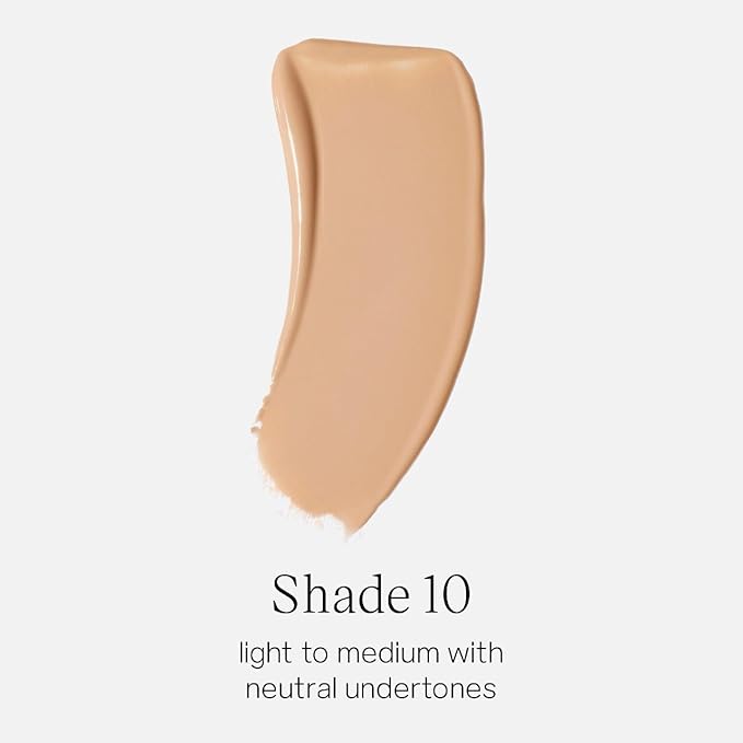 Saie Glowy Super Skin Tint Liquid Foundation - Weightless + Dewy Foundation with Lightweight Medium Coverage - Hydrating Face Makeup + Skin Care Serum Hybrid with Hyaluronic Acid - Shade 10 (1.01 oz)