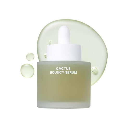 Whamisa Organic Cactus Bouncy Serum, 48 hrs Inner Skin Moisture, 72 hrs Hydrating and Moisturizing, Facial Ampoule, Korean Skin Care (52ml)