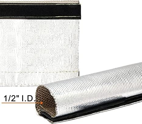 Heat Shroud Aluminized Sleeving Heat Shield Fuel line Wire Heat Sleeve for Ultimate Heat Protection Hose Wire Sleeving, 1/2" I.D.x 10FT with 10PCS Stainless Steel(304) Cable Metal Ties-Silver