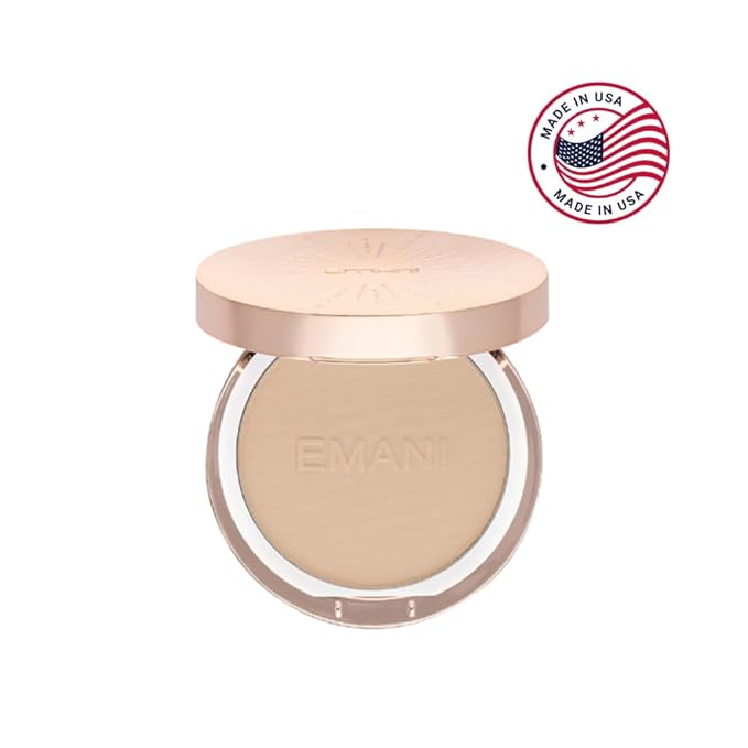 Emani Flawless Matte Powder Foundation – Mineral Compact Makeup for Sensitive Skin, Buildable Coverage, Shine Control, Long-Lasting Finish Up for Sensitive Skin and Oil Control, Linen