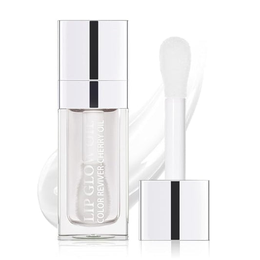 GECOMO Hydrating Lip Glow Oil, Moisturizing Lip Glow Oil, Nourishing Glossy Transparent Lip Oil, Plumping Lip Oil, Lip Balm, Non-sticky Tinted Toot Lip Balm for Lip Care (CLEAR) 0.2 OZ