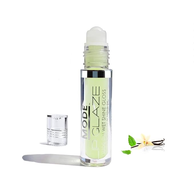MODE Lip Glaze Flavored Lip Gloss TAHITIAN VANILLA MINT Flavor Roll On Sweet Wet Delicious Nourishing Shine, Moisturizing Natural Skincare Fruit Oils