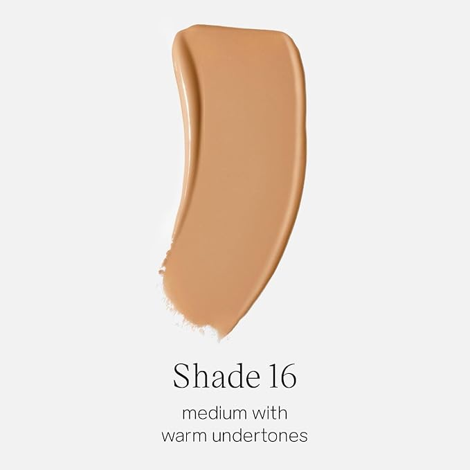 Saie Glowy Super Skin Tint Liquid Foundation - Weightless + Dewy Foundation with Lightweight Medium Coverage - Hydrating Face Makeup + Skin Care Serum Hybrid with Hyaluronic Acid - Shade 16 (1.01 oz)