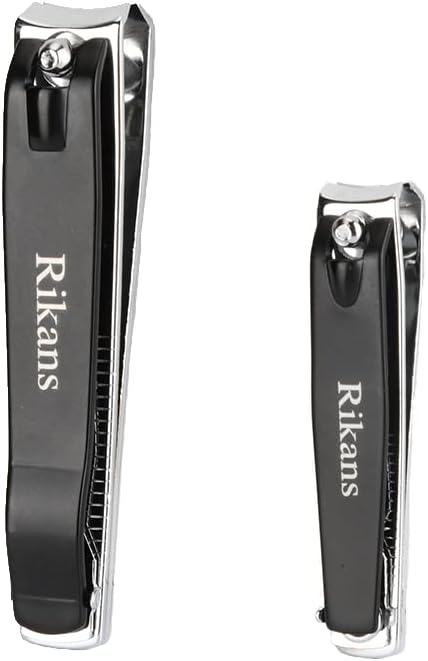 Rikans Nail Clipper Set – Pack of Two Nail Clippers – Large Toenail Cutter & Small Fingernail Cutter – Durable – Precise and Sharp – Ergonomic & Good Grip – 430 Stainless-Steel – Box Packaging
