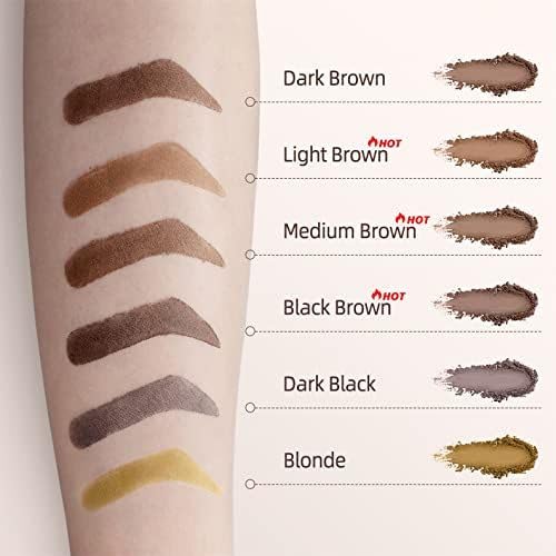 Eyebrow Stamp and Eyebrow Stencil Kit, Eyebrow Powder with 24 Reusable Eyebrow Stencils Kit for Beginners to Natural Brow, 1 Step Brow Stamp Kit Smudge-Proof & Long-lasting & Waterproof (Black Brown)