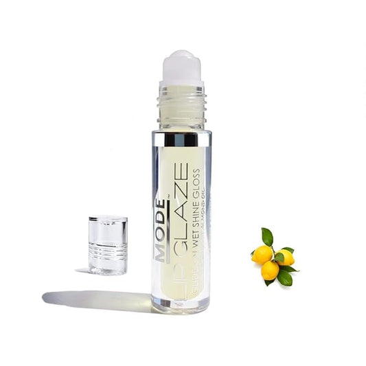 MODE Lip Glaze Flavored Lip Gloss Yummy SANTORINI LEMON Flavor Roll On Sweet Wet Nourishing Shine, Hydrating Natural Skincare Fruit Oils