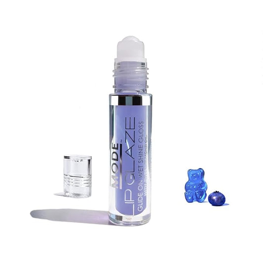 MODE Lip Glaze Flavored Lip Gloss BLUEBERRY GUMMY BEAR Delicious Yummy Flavor, Roll On Sweet Wet Nourishing Shine, Hydrating Skincare Fruit Oils, Made in NY USA