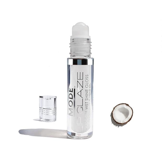 MODE Lip Glaze Flavored Lip Gloss CARIBBEAN COCONUT Flavor Roll On Sweet Wet Delicious Nourishing Shine, Hydrating Moisturizing Natural Skincare Fruit Oils