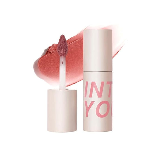 INTO YOU Velvet Matte Finish Lip Stain, Super Stay Lip Stain Long Lasting Waterproof, Lip Tint, Lip Mud Soft Lightweight, Smooth Lip Clay Mousse, Dual-Use For Lips And Cheek, Red Lipstick, W1