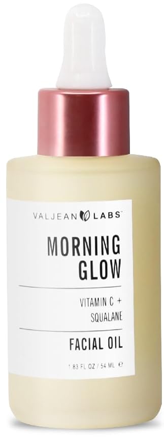 VALJEAN LABS Morning Glow Facial Oil, Vitamin C & Squalane, All Skin Types, Hydrating & Brightening, 1.83 Fl Oz