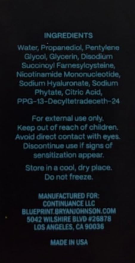 Blueprint Bryan Johnson Facial Serum with SFC & NMN – Age Defying Serum for Fine Lines, Firmness & Hydration – Longevity-Inspired Skin Care for Radiant, Youthful Skin – Fragrance Free & Vegan Formula