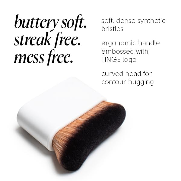 Tinge Body Makeup & Brush Bundle, 48-Hour Medium Coverage Tint with Hyaluronic Acid, Semi-Matte, Water & Transfer Resistant, Vegan, Kabuki Brush for Streak-Free Blending, Fair Neutral, 3.38 Fl Oz